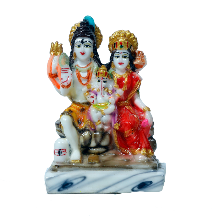 Lord Shiva Family Marble Dust Murti Idol | God Shiva, Parvati Ji, Ganesha And Kartikeya - 3.5 x 5 Inches | For Pooja Temple | Home Decor | Office Decoration | Mandir Decoration And Gifts