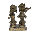 Brass Murti Goddess Radha And Lord Krishana - 6 × 5.5 Inches | For Pooja Temple | Home Decor | Office & Mandir Decoration And Gifts