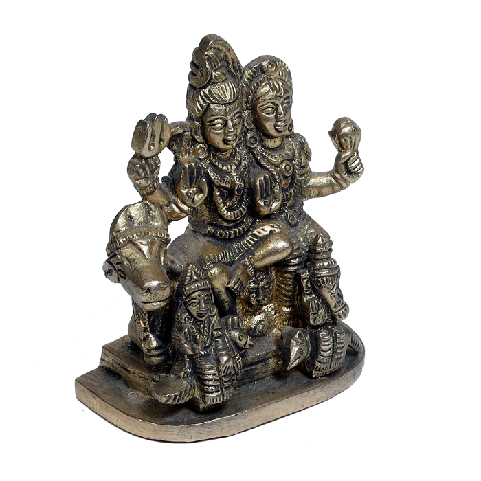 Brass Murti Lord Shiva Family | God Shiva, Parvati, Ganesh And Kartikeya Murti - 3 × 3 Inches | 2 × 2 Inches | For Pooja Temple | Home Decor | Office & Mandir Decoration And Gifts