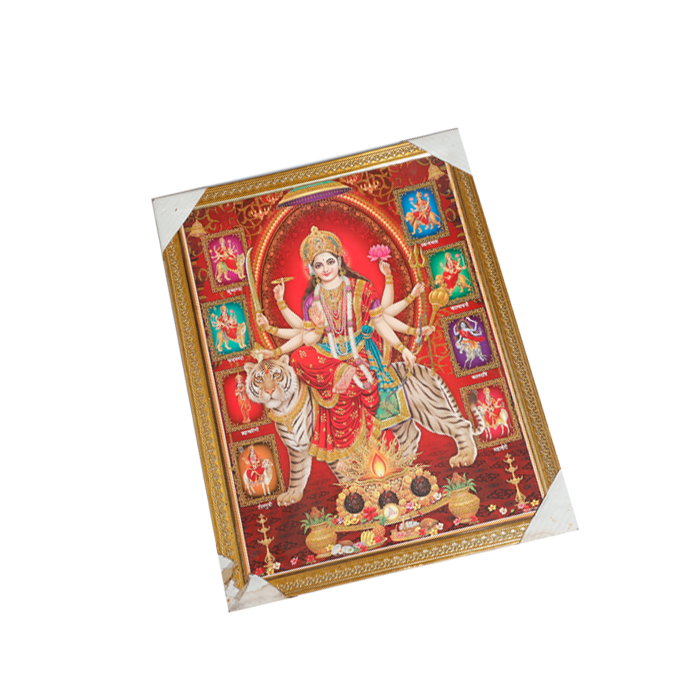 Goddess Durga Mata Is Sitting On The Lion Photo Frame - 26 × 20 Inches | For Pooja Temple | Home Decor And Gifts