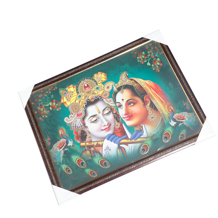 Goddess Radha And Lord Krishan Photo Frame - 20 × 26 Inches | For Pooja Temple | Home Decor And Gifts
