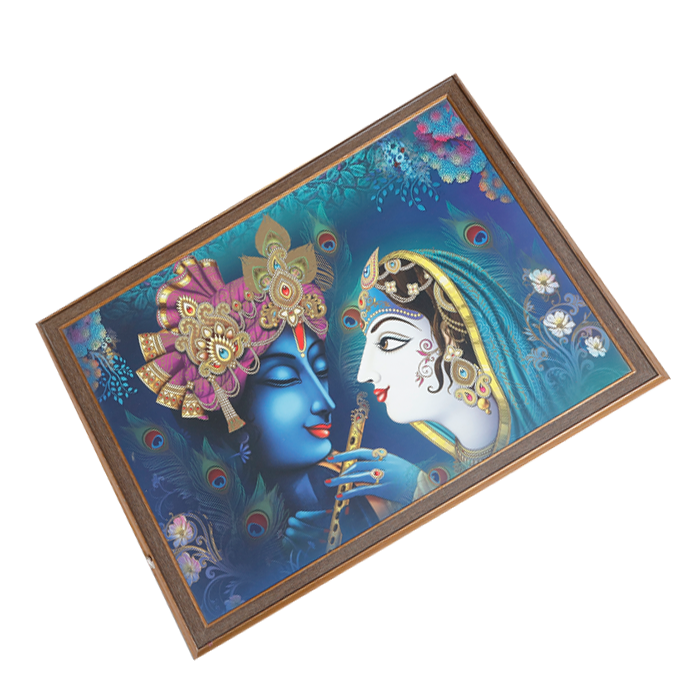 Goddess Radha And Lord Krishan Photo Frame - 26 × 20 Inches | For Pooja Temple | Home Decor And Gifts