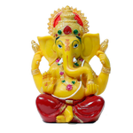 Lord Ganesha Is Sitting On Throne Marble Dust Murti Idol - 8 x 5 Inches | For Pooja Temple | Home Decor | Office Decoration | Mandir Decoration And Gifts