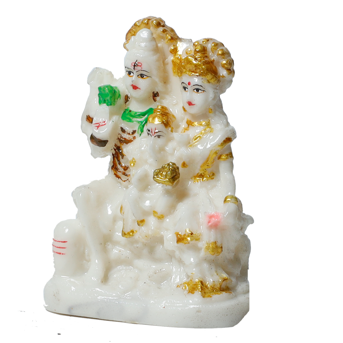 Lord Shiva Family Marble Dust Murti Idol - 4 × 3 Inches | For Pooja Temple | Home Decor | Office Decoration | Mandir Decoration And Gifts