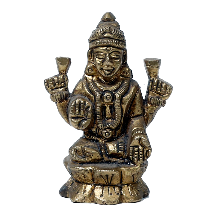 Brass Murti Goddess Lakshmi Ji Is Sitting On Stool - 2.5 × 2 Inches | 2 × 1 Inches | For Pooja Temple | Home Decor | Office & Mandir Decoration And Gifts