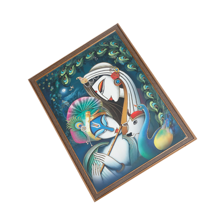 Goddess Radha And Lord Krishan Photo Frame - 26 × 20 Inches | For Pooja Temple | Home Decor And Gifts