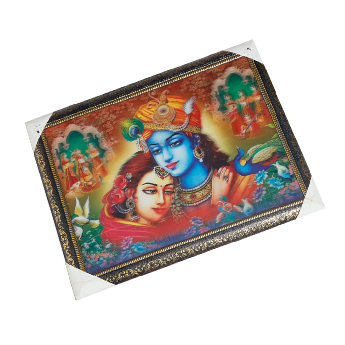Goddess Radha And Lord Krishan 3D Photo Frame - 14 × 17 Inches | For Pooja Temple | Home Decor And Gifts