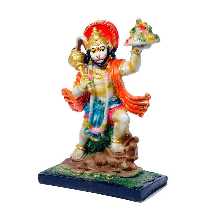 Lord Veer Bajrang Bali Hanuman Ji Murti Idol - 8 × 6 Inches | Hanuman Carrying Mountain of Herbs | For Pooja Temple | Home Decor | Office Decoration | Mandir Decoration And Gifts
