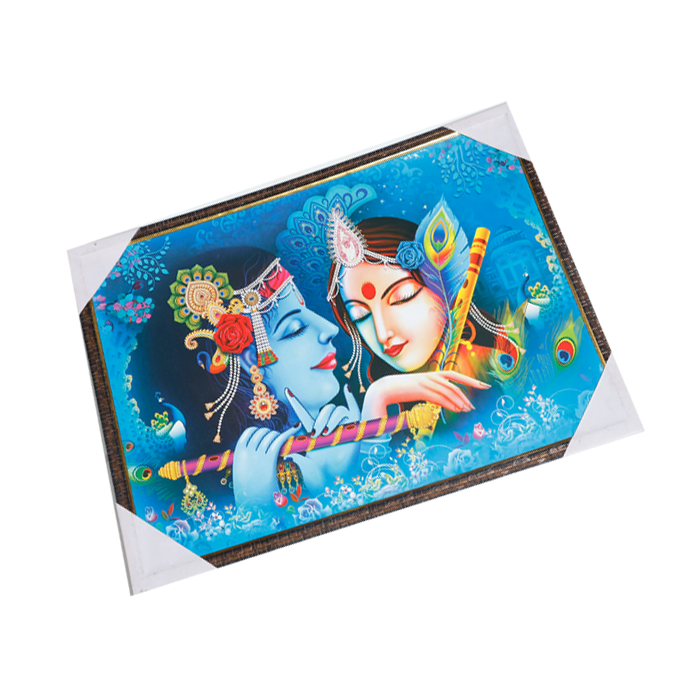 Goddess Radha And Lord Krishan Photo Frame - 25 × 19 Inches | For Pooja Temple | Home Decor And Gifts