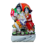 Lord Shiva Family Marble Dust Murti Idol | God Shiva, Parvati Ji, Ganesha And Kartikeya - 4 x 5 Inches | For Pooja Temple | Home Decor | Office Decoration | Mandir Decoration And Gifts