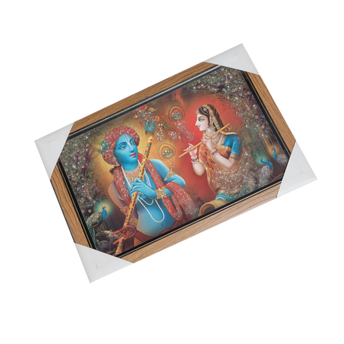 Goddess Radha And Lord Krishan Photo Frame - 20 × 15 Inches | For Pooja Temple | Home Decor And Gifts