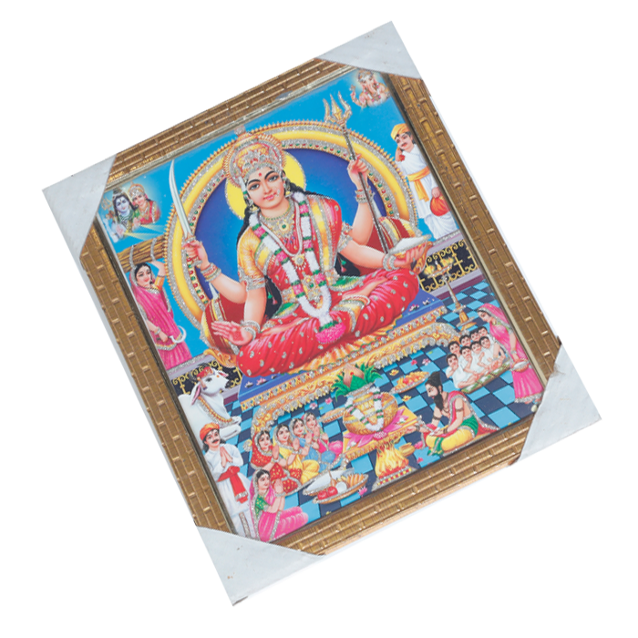 Goddess Santoshi Mata Hindu Photo Frame - 11 × 10 Inches | For Pooja Temple | Home Decor And Gifts
