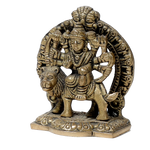 Brass Murti Goddess Durga Mata Is Sitting On Lion - 3 × 2.5 Inches | For Pooja Temple | Home Decor | Office & Mandir Decoration And Gifts