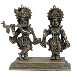 Brass Murti Goddess Radha And Lord Krishana - 5 × 6 Inches | For Pooja Temple | Home Decor | Office & Mandir Decoration And Gifts