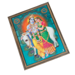 Goddess Radha And Lord Krishan Photo Frame - 17 × 13 Inches | For Pooja Temple | Home Decor And Gifts