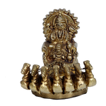 Brass Murti Lord Surya Dev on His Seven Horses Chariot - 3 × 3.5 Inches | For Pooja Temple | Home Decor | Office & Mandir Decoration And Gifts
