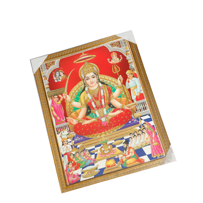 Goddess Santoshi Mata Photo Frame - 26 × 20 Inches | For Pooja Temple | Home Decor And Gifts