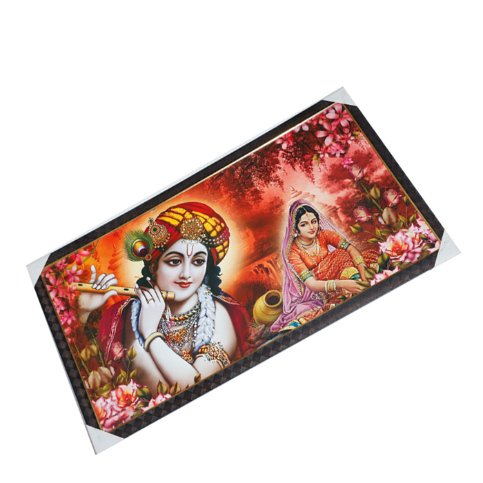 Goddess Radha And Lord Krishan Photo Frame - 21 × 39 Inches | For Pooja Temple | Home Decor And Gifts