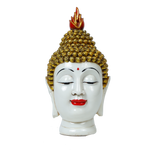 Lord Gautam Buddha Face White And Yellow Marble Dust Murti Idol - 10 × 6 Inches | For Pooja Temple | Home Decor | Office Decoration | Mandir Decoration And Gifts