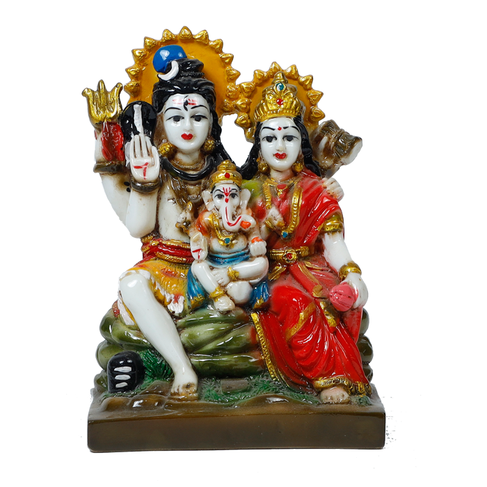 Lord Shiva Family Marble Dust Murti Idol | God Shiva, Parvati Ji, Ganesha And Kartikeya - 7 × 5 Inches | For Pooja Temple | Home Decor | Office Decoration | Mandir Decoration And Gifts