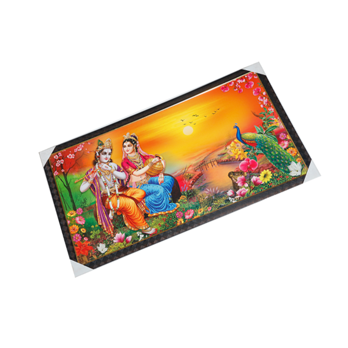 Goddess Radha And Lord Krishan Photo Frame - 21 × 39 Inches | For Pooja Temple | Home Decor And Gifts