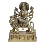Brass Murti Goddess Durga Mata Is Sitting On Lion | For Pooja Temple | Home Decor | Office & Mandir Decoration And Gifts