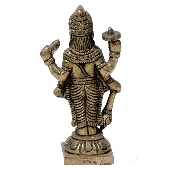 Brass Murti Lord Vishnu Bhagwan - 3.5 × 2 Inches | For Pooja Temple | Home Decor | Office & Mandir Decoration And Gifts
