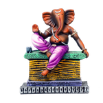 Lord Ganesha Is Sitting On The Throne Terracotta Clay Murti Idol - 7 × 4 Inches | For Pooja Temple | Home Decor | Office Decoration | Mandir Decoration And Gifts