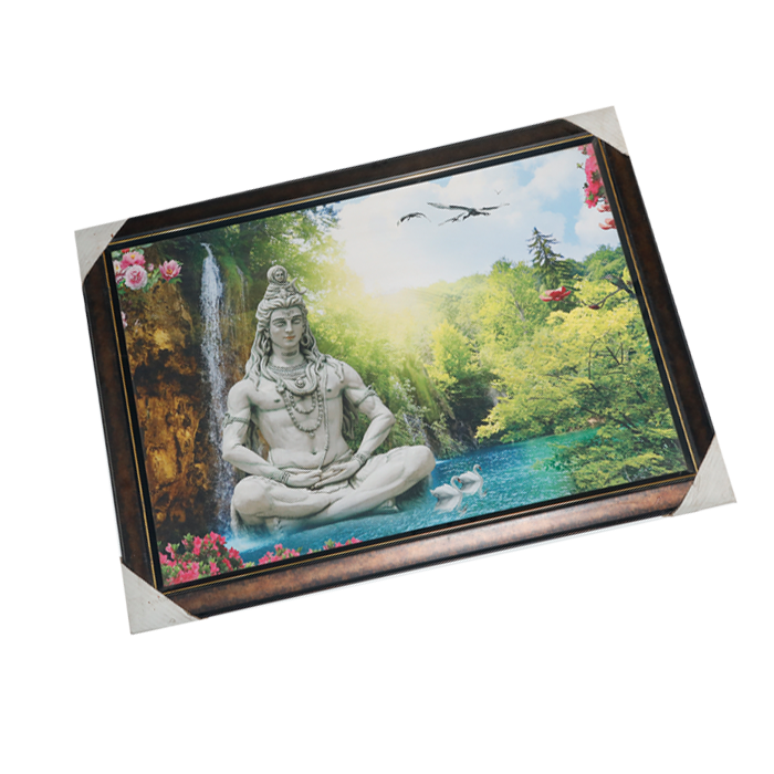 Lord Shiva Shankar Photo Frame - 31 × 23 Inches | For Pooja Temple | Home Decor And Gifts