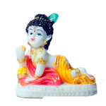 Lord Krishna Is Sitting On Throne | Marble Dust Murti Idol - 3 x 3 Inches | For Pooja Temple | Home Decor | Office Decoration | Mandir Decoration And Gifts