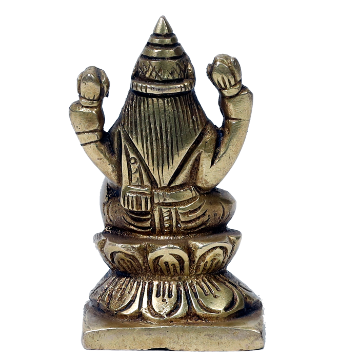 Brass Murti Goddess Lakshmi Ji Is Sitting On Stool - 3 × 2 Inches | For Pooja Temple | Home Decor | Office & Mandir Decoration And Gifts