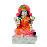 Goddess Lakshmi Mata Is Sitting On Throne | Marble Dust Murti Idol - 5 x 3 Inches | For Pooja Temple | Home Decor | Office Decoration | Mandir Decoration And Gifts