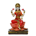 Goddess Lakshmi Is Sitting On The Throne Marble Dust Murti Idol -6 × 4 Inches | For Pooja Temple | Home Decor | Office Decoration | Mandir Decoration And Gifts