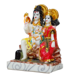 Lord Shiva Family Sitting on The Throne Marble Dust Murti Idol | God Shiva, Parvati, Ganesh And Kartikeya - 8 × 7 Inches | For Pooja Temple | Home Decor | Office Decoration | Mandir Decoration And Gifts