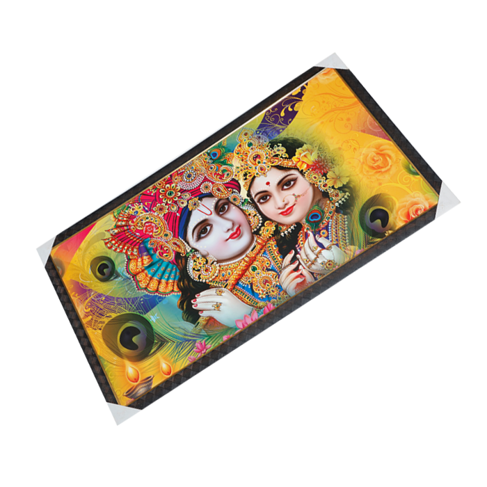 Goddess Radha And Lord Krishan Photo Frame - 21 × 39 Inches | For Pooja Temple | Home Decor And Gifts