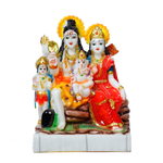 Lord Shiva Family Sitting on The Throne Marble Dust Murti Idol | God Shiva, Parvati, Ganesh And Kartikeya - 9 × 7 Inches | For Pooja Temple | Home Decor | Office Decoration | Mandir Decoration And Gifts