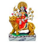 Goddess Durga Mata Is Sitting On The Lion | Marble Dust Murti Idol - 8 × 6 Inches | For Pooja Temple And Home Decor |Office Decoration | Mandir Decoration And Gifts