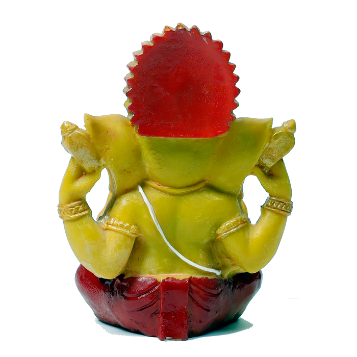 Lord Ganesha Is Sitting On Throne Marble Dust Murti Idol - 6 x 4 Inches | For Pooja Temple | Home Decor | Office Decoration | Mandir Decoration And Gifts
