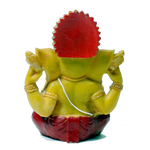 Lord Ganesha Is Sitting On Throne Marble Dust Murti Idol - 6 x 4 Inches | For Pooja Temple | Home Decor | Office Decoration | Mandir Decoration And Gifts