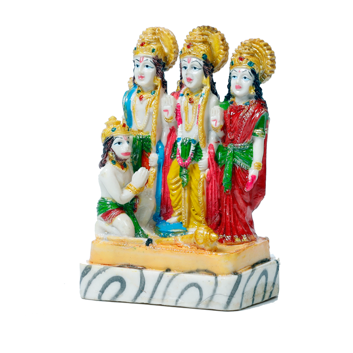 Lord Ram Darbar Marble Dust Murti Idol - 5 × 5 Inches | For Pooja Temple | Home Decor | Office Decoration | Mandir Decoration And Gifts
