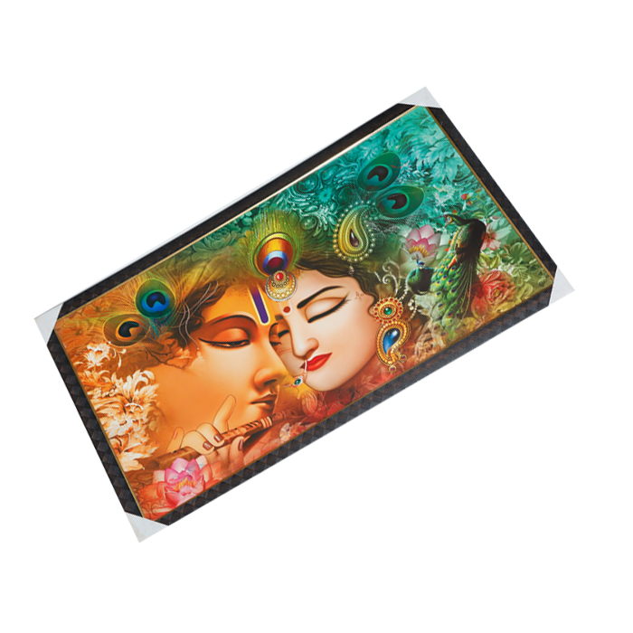 Goddess Radha And Lord Krishan Photo Frame - 21 × 39 Inches | For Pooja Temple | Home Decor And Gifts