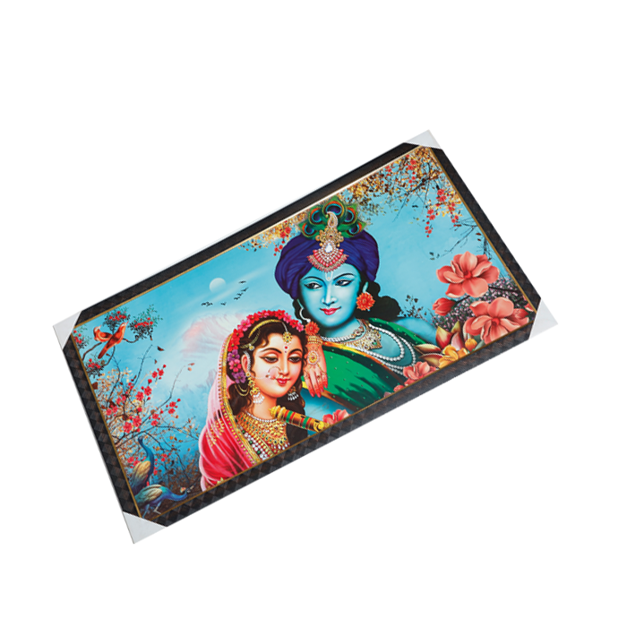 Goddess Radha And Lord Krishan Photo Frame - 21 × 39 Inches | For Pooja Temple | Home Decor And Gifts