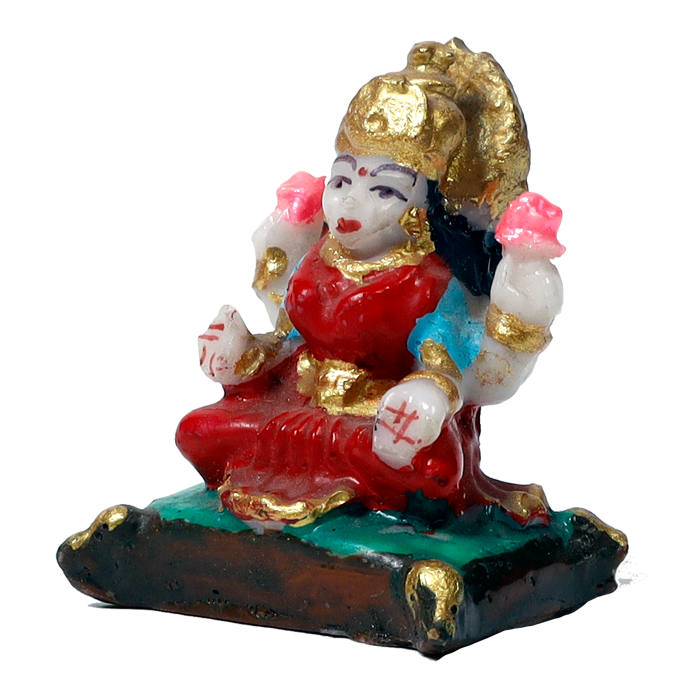 Goddess Lakshmi Mata Is Sitting On Throne | Marble Dust Murti Idol - 2 x 2 Inches | For Pooja Temple | Home Decor | Office Decoration | Mandir Decoration And Gifts
