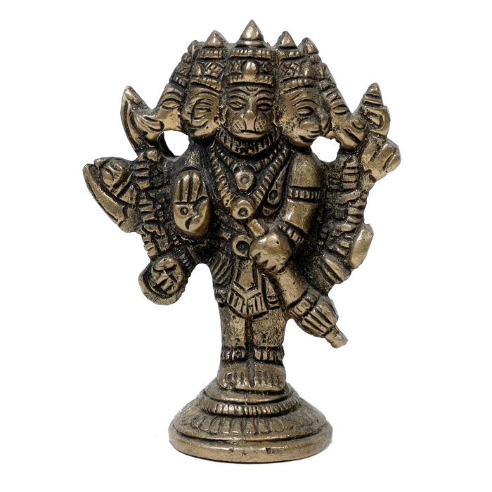 Brass Murti Panchmukhi Hanuman Ji - 3 × 2.5 Inches | For Pooja Temple | Home Decor | Office & Mandir Decoration And Gifts