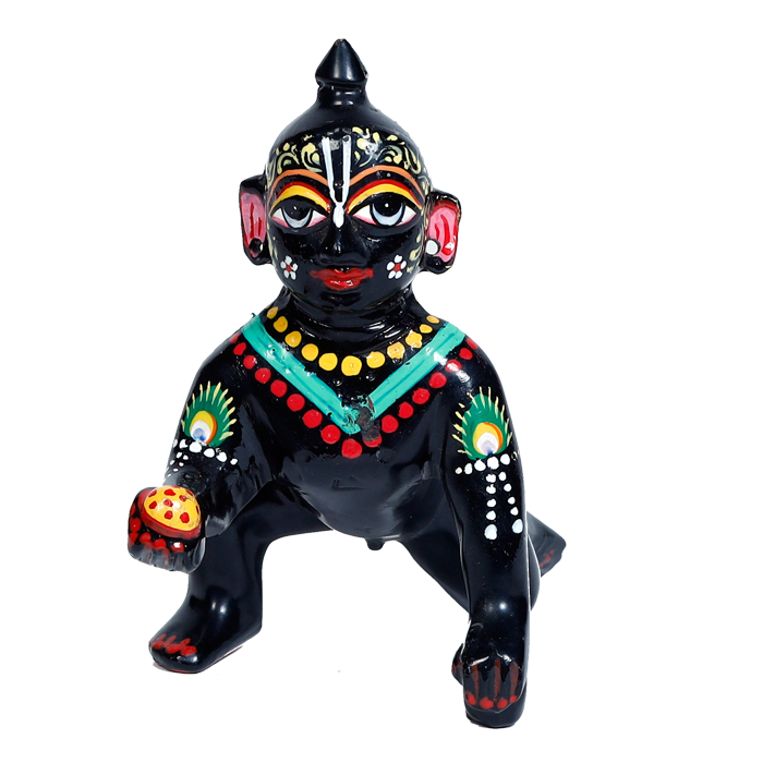 Brass Black Murti 6 No. Laddu Gopal | Laddu Gopal For Janmashtami Special - 5.5 × 3.5 Inches | For Pooja Temple | Home Decor | Office & Mandir Decoration And Gifts