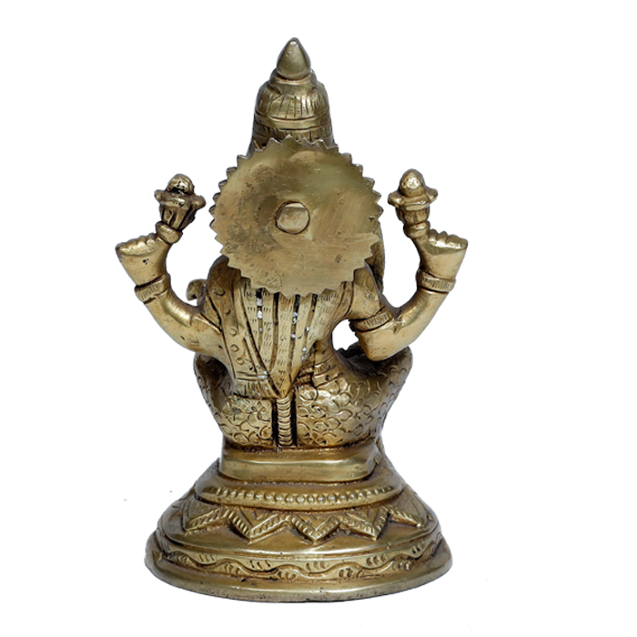 Brass Murti Goddess Lakshmi Ji Is Sitting On Throne - 6 × 4 Inches | For Pooja Temple | Home Decor | Office & Mandir Decoration And Gifts