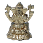 Brass Murti Lord Ganesha Is Sitting On Throne - 3.5 × 3 Inches | For Pooja Temple | Home Decor | Office & Mandir Decoration And Gifts