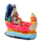 Goddess Radha And Lord Krishna Is Sitting In A Boat | Rubber Murti Idol - 3 × 3 Inches | For Pooja Temple | Home Decor | Office Decoration | Mandir Decoration And Gifts
