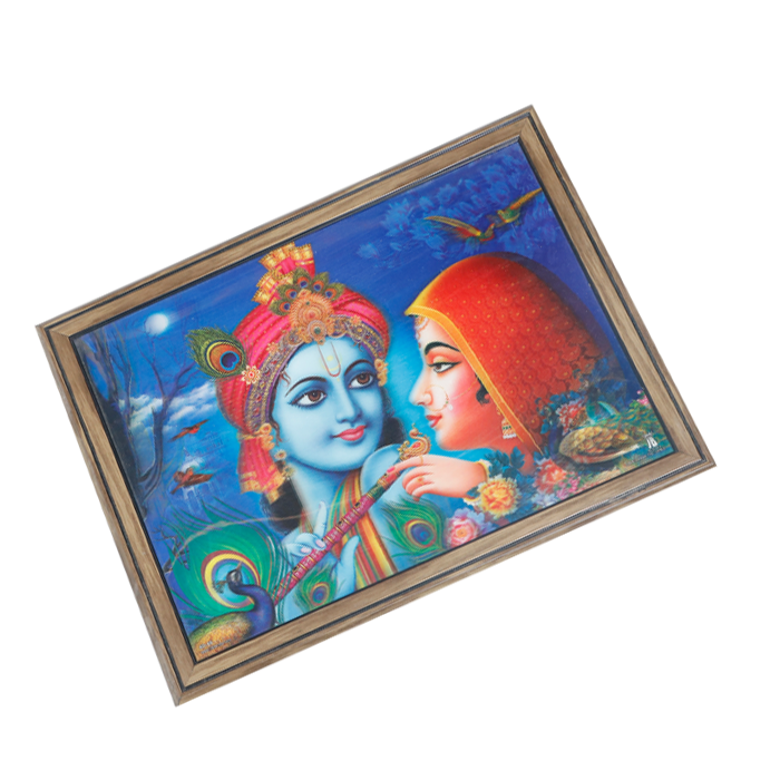 Goddess Radha And Lord Krishan Photo Frame - 17 × 13 Inches | For Pooja Temple | Home Decor And Gifts