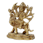 Brass Murti Goddess Durga Mata Is Sitting On Lion - 3 × 2.5 Inches | For Pooja Temple | Home Decor | Office & Mandir Decoration And Gifts
